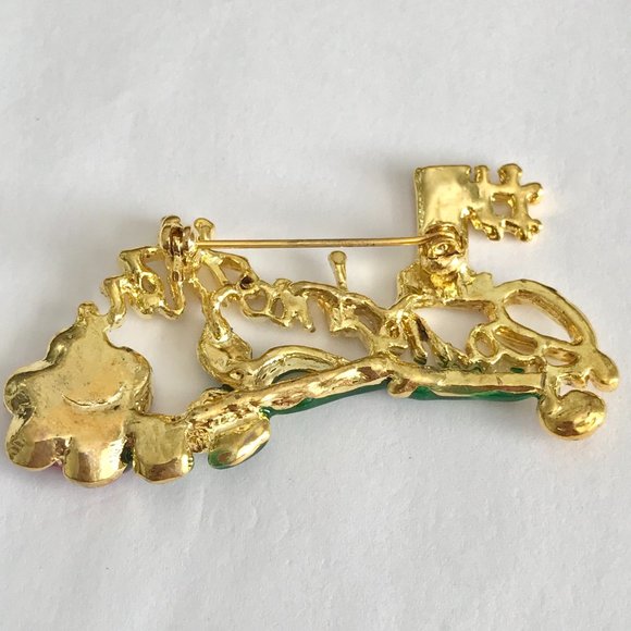 Vintage #1 Grandmother Brooch Pin Gold Plated Pink Rose Grandma Mothers Day Gift - Picture 7 of 9